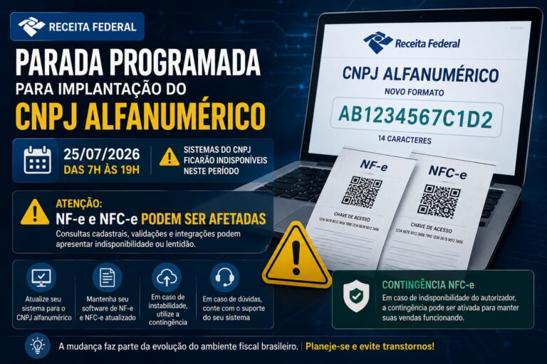 Parada da Receita Federal para implantação do CNPJ alfanumérico e possíveis impactos na NFC-e